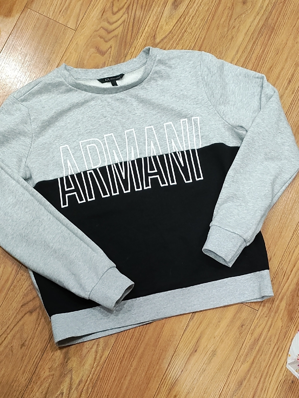Giorgio Armani Grey and Black Colorblock Crewneck Sweatshirt